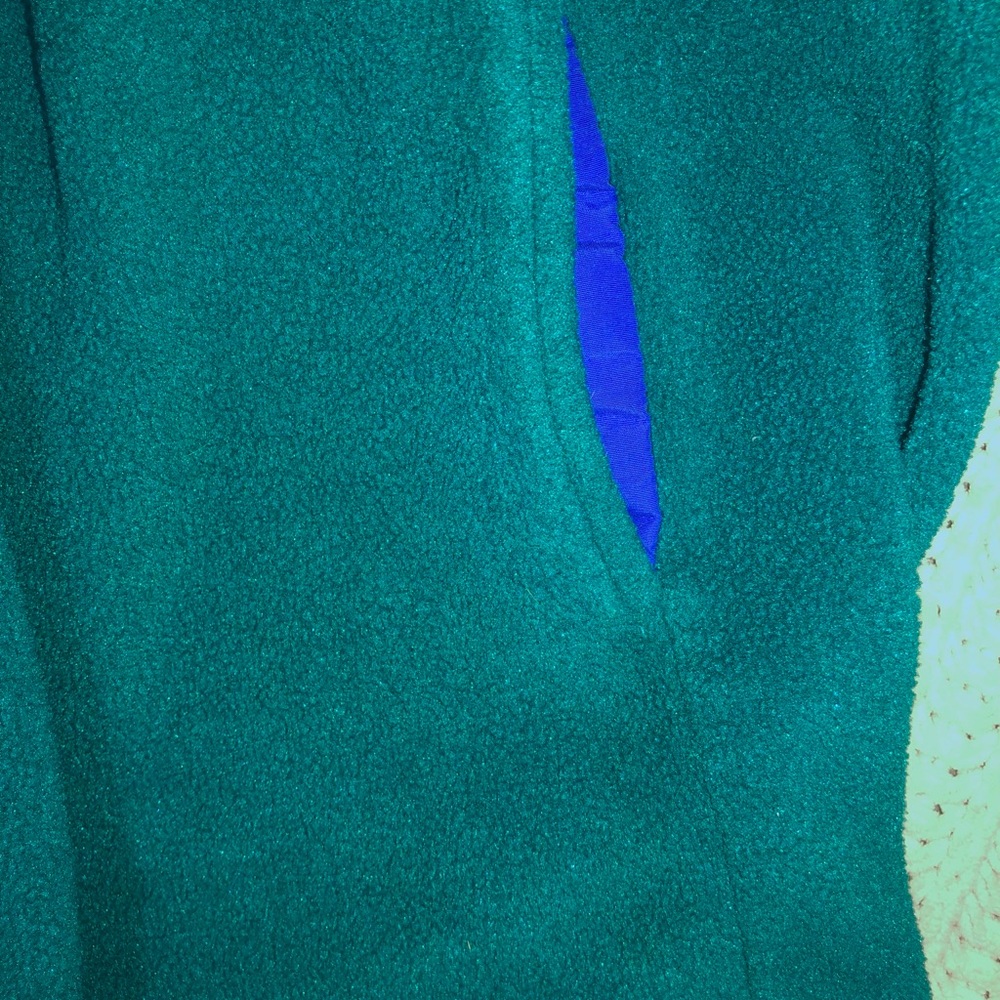 Vintage 90s L.L. Bean Embroidered Teal Quarter Snap-button Pullover - Picture 5 of 5